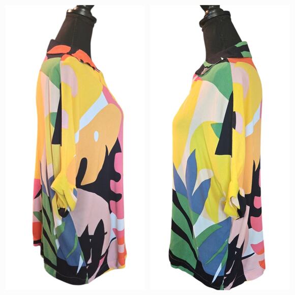 Karlie Tropical Colorful Palm Print Oversized Tunic Top Size Medium - Picture 3 of 5